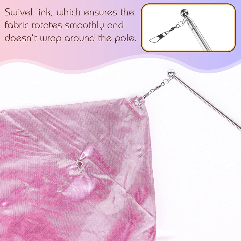 RoundFunny 98" Dance Streamer with Scalable Rod, Gymnastics Dance Ribbon Artistic Twirling Ribbon, Church Worship Adoration Dance Banner for Dancer and Church Liturgical Praise (Pink) - Image 4